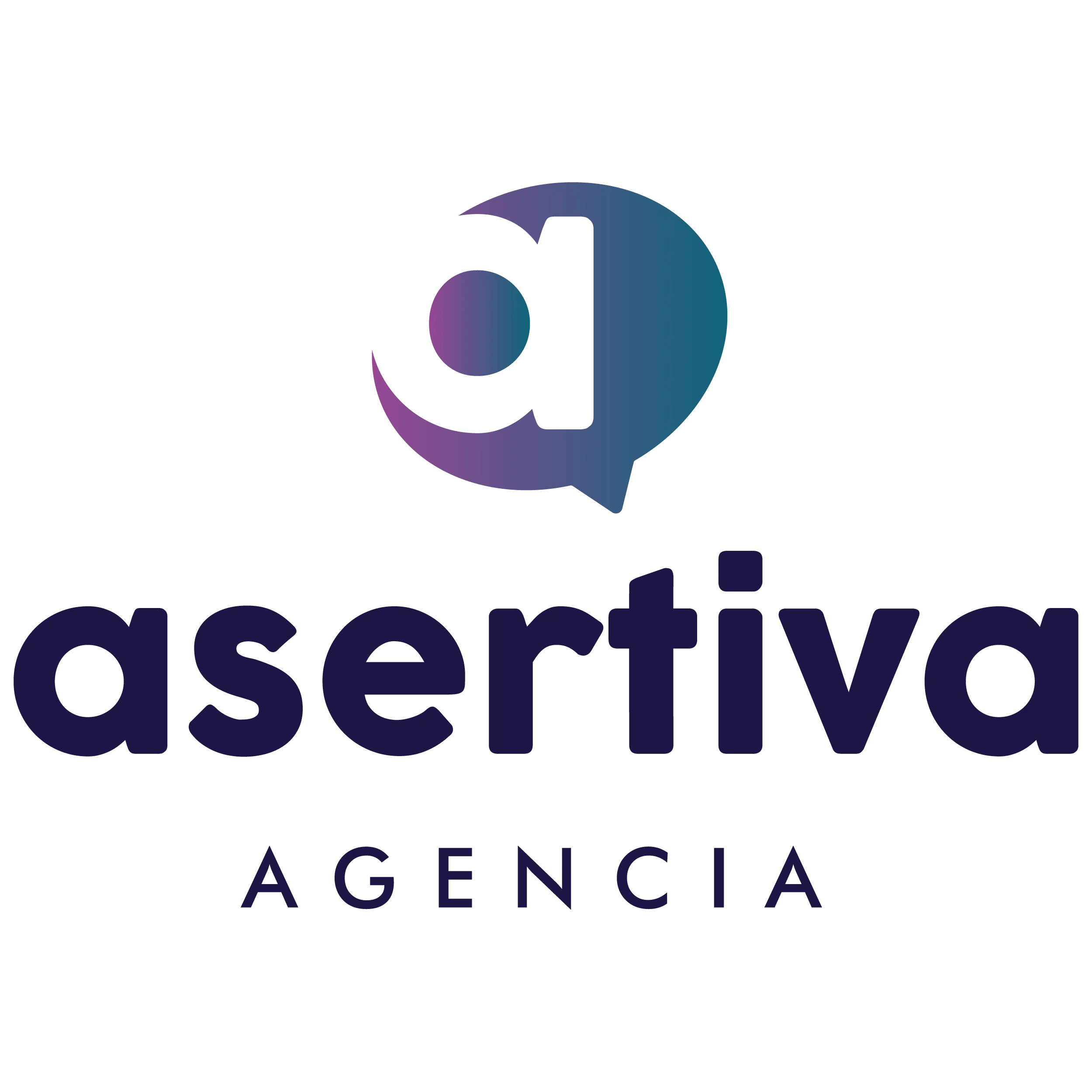 Logo oficial de agencia asertiva a color en fondo transparente en proporción cuadrada